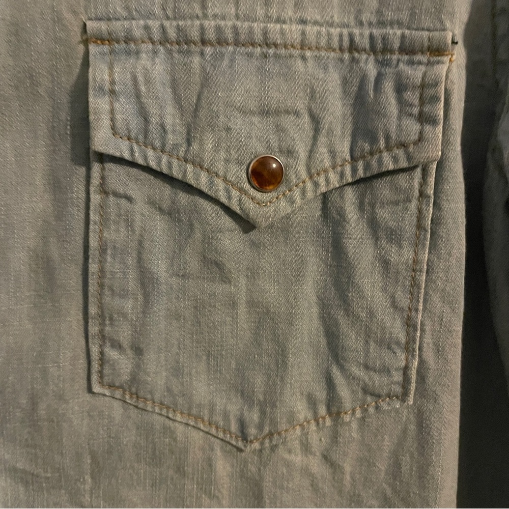 Saint Laurent Chambray Button Down Ruffle Collar - image 3